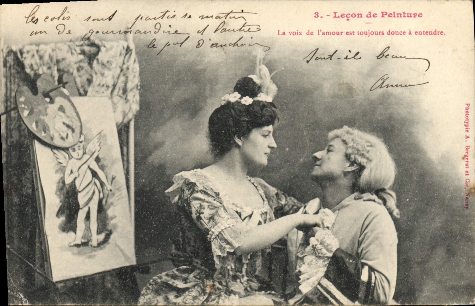 CPA Femme Lecon de peinture 