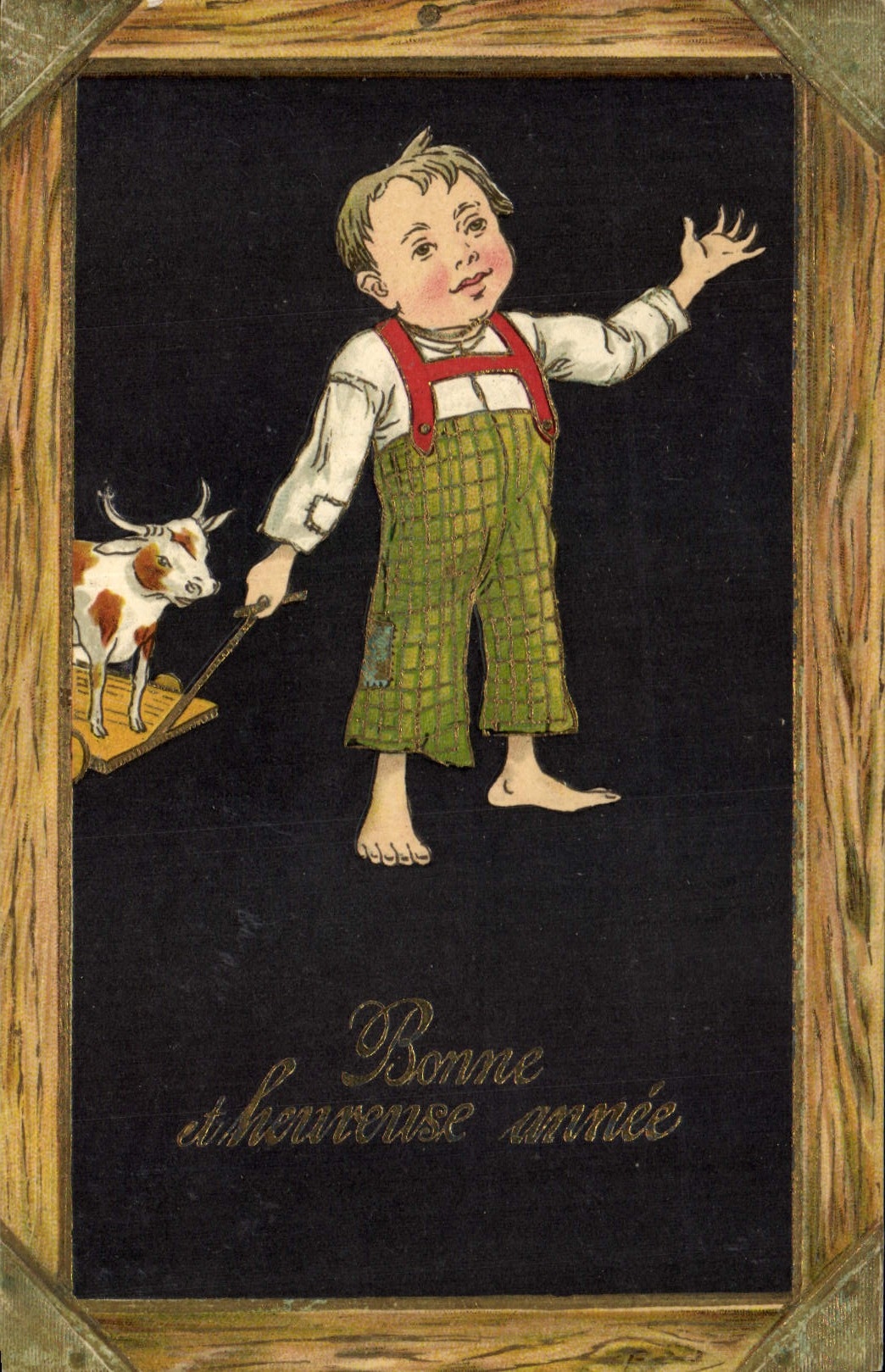 Vintage Postcard Fantasy Child Cow