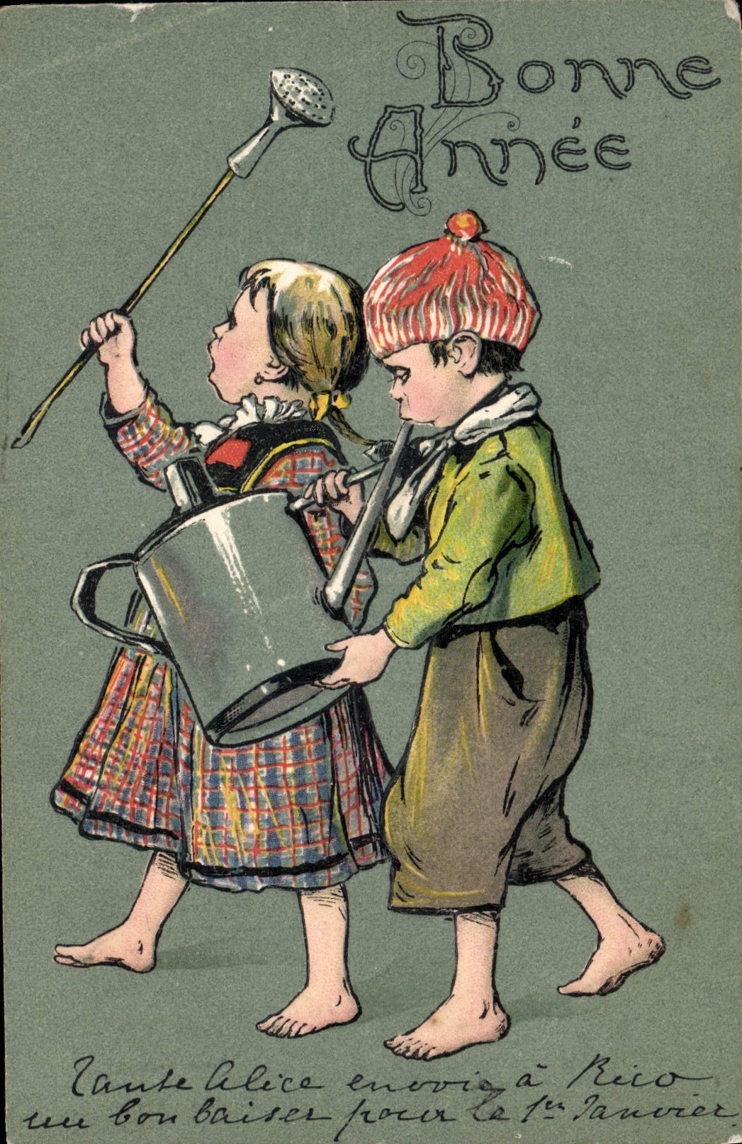 CPA Fantaisie Enfants Bonne annee 