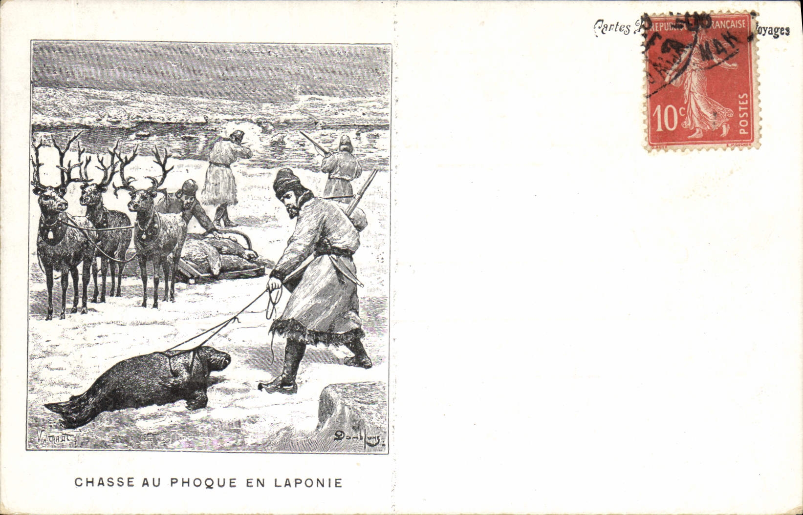 CPA Chasse au phoque en Laponie Polaire Elan