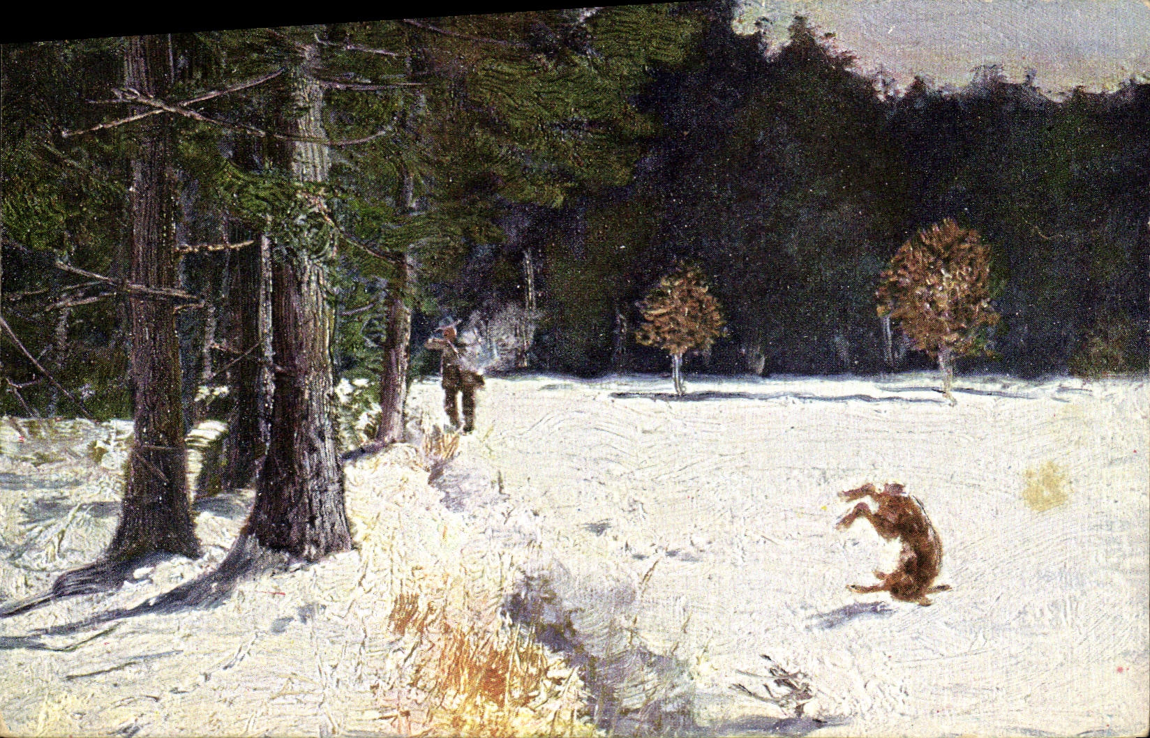 CPA Chasse Chasseur Lapin