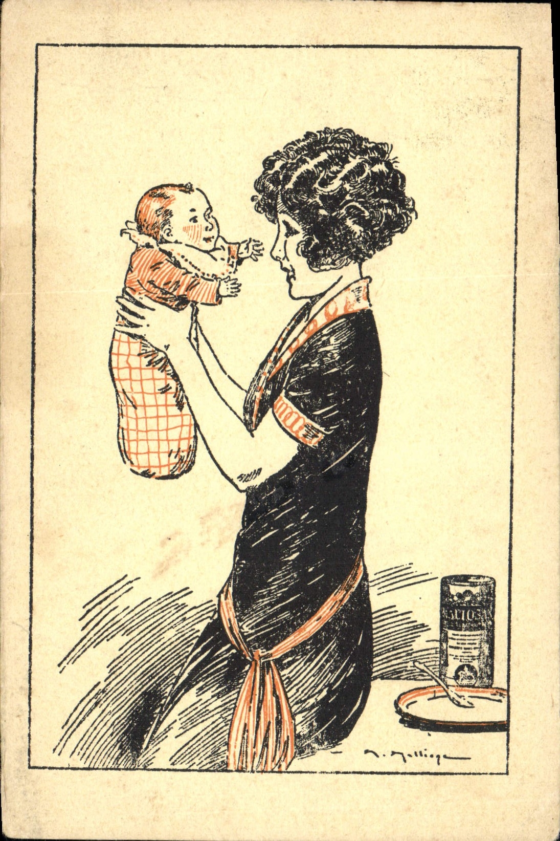 Vintage Postcard Fantasy Illustrator Woman Baby Child