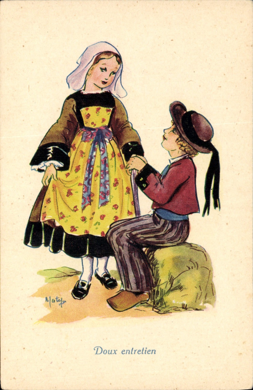 Vintage Postcard Fantasy Illustrator Soft Children maintenance
