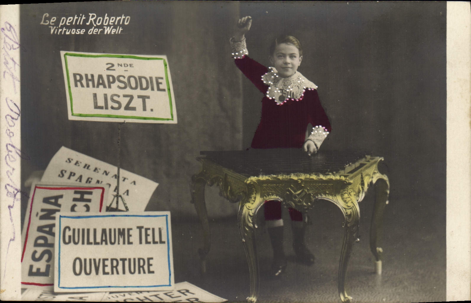 CPA Le petit Roberto Virtuose der Welt Fuillaume Tell Rhapsodie 