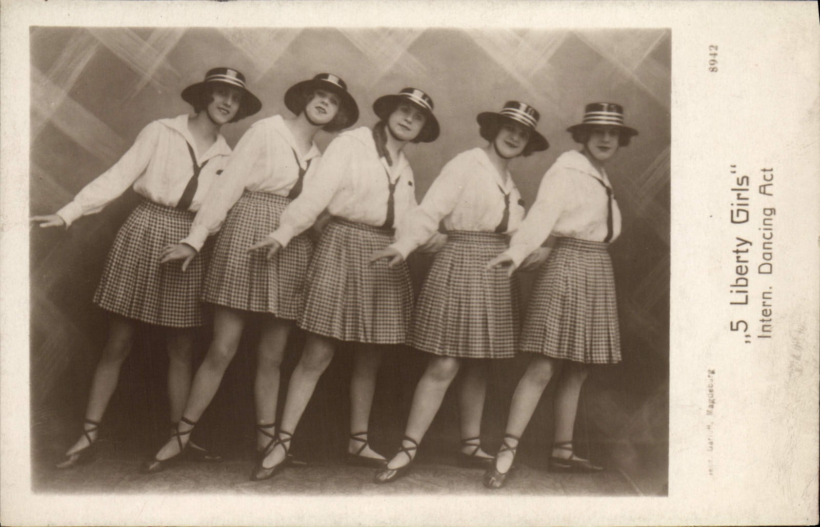 Vintage Postcards 5 Liberty Girls Intern Act Dance hall