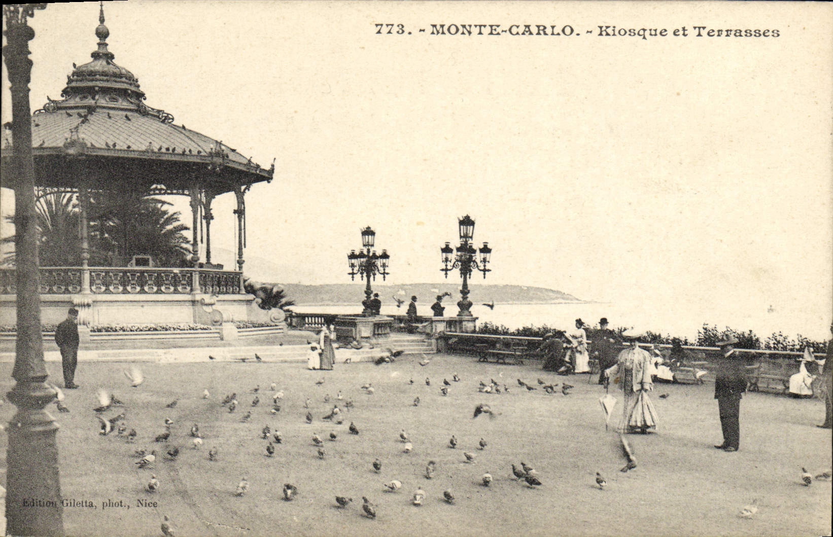 Vintage Postcard Kiosk and Monte Carlo terraces