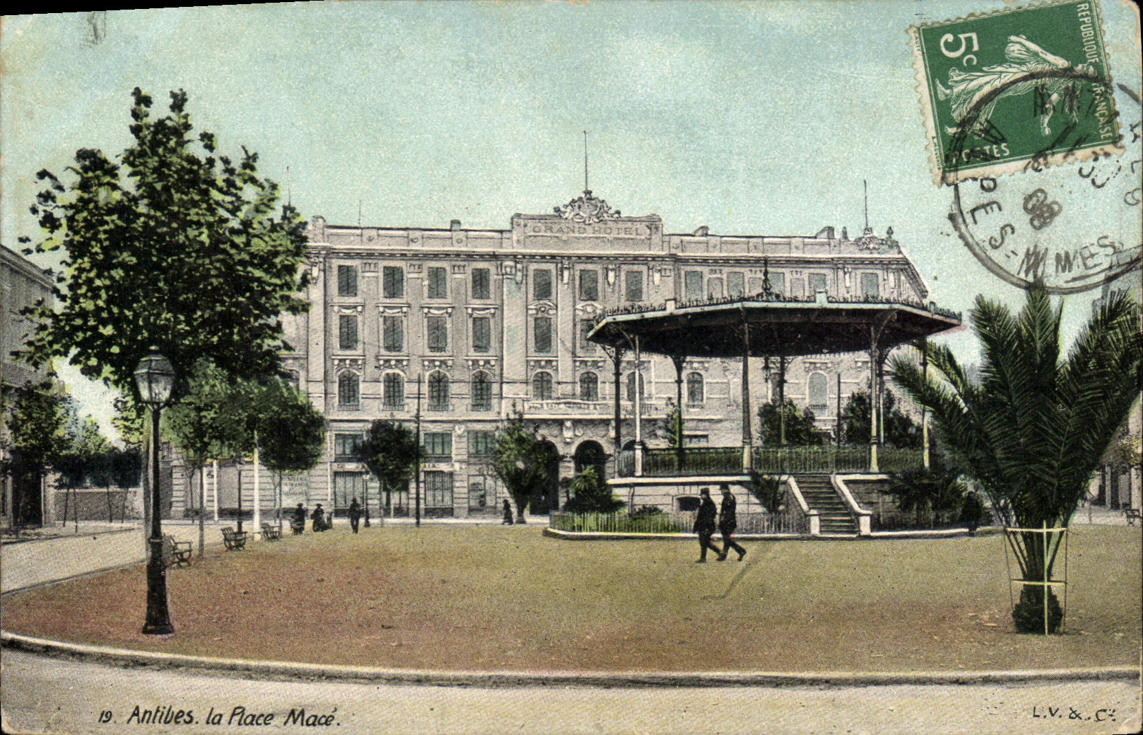 Vintage Postcard Antibes Kiosk the Place Mace