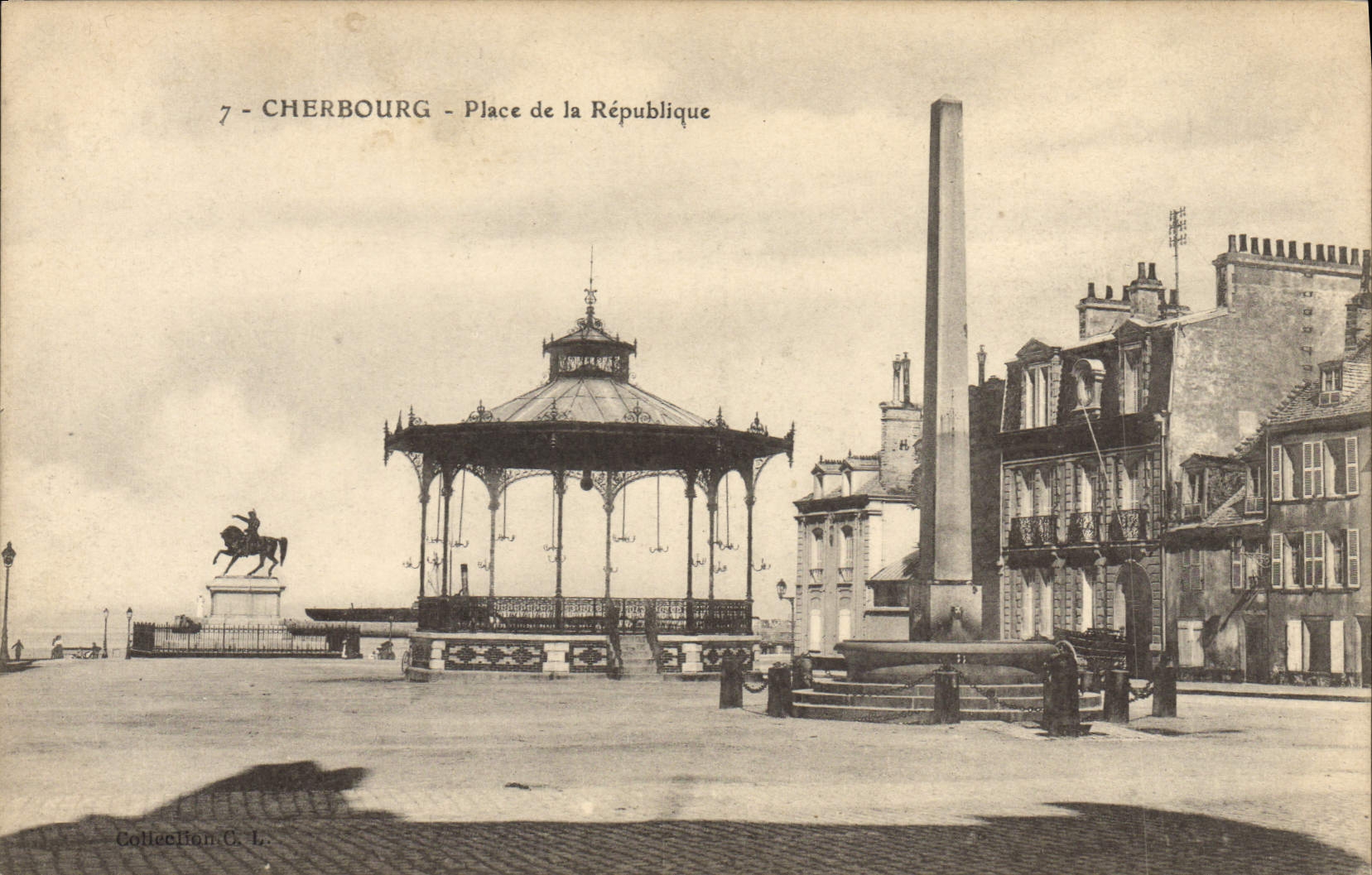 Vintage Postcard Kiosk Cherbourg Place Republique