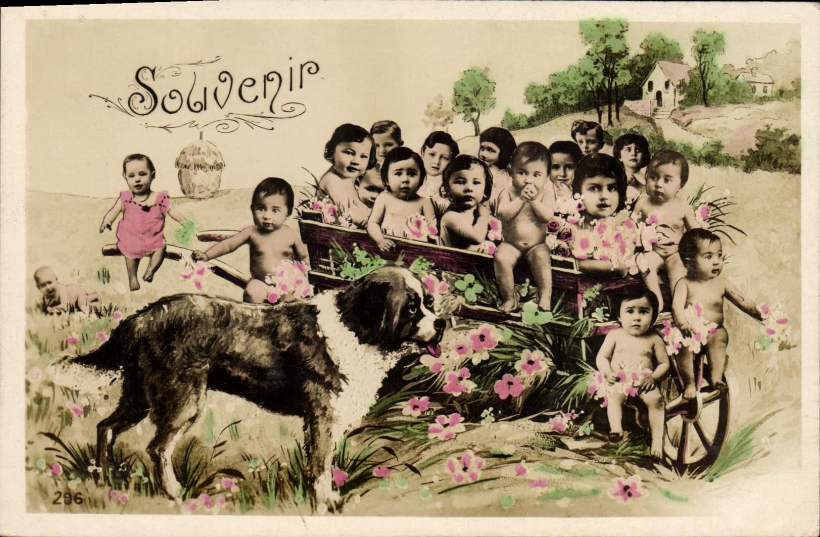 Vintage Postcard Dog Dogs Children a memory