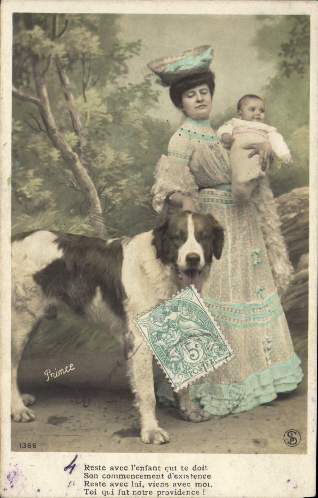 Postal Perro Perros Mujer - niño Bebé