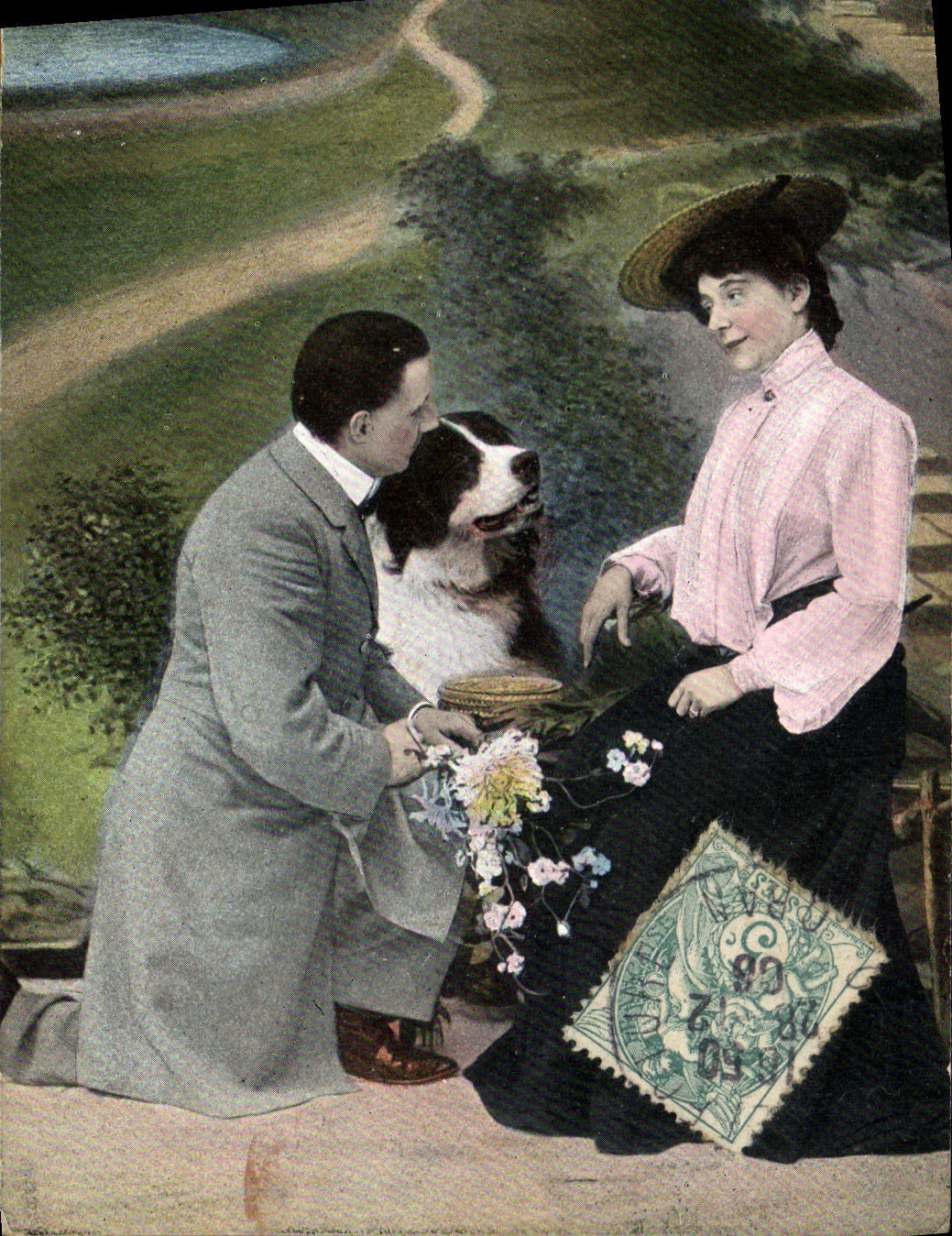 CPA Chien Chiens Femme 