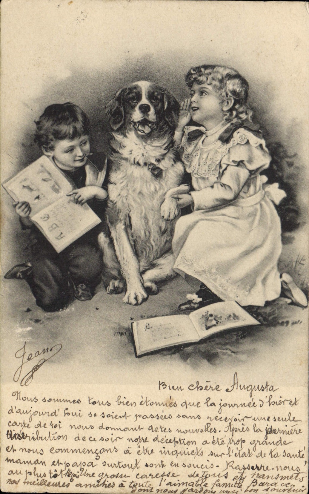 CPA Chien Chiens Enfants 