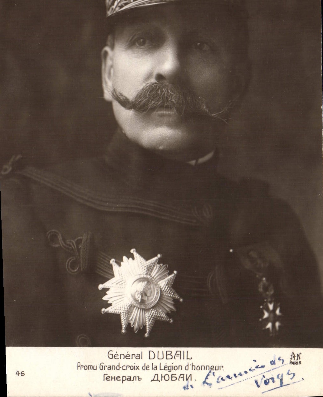 Vintage Postcard General Militaria Dubail Promoted Large Cross of the Legion of honor