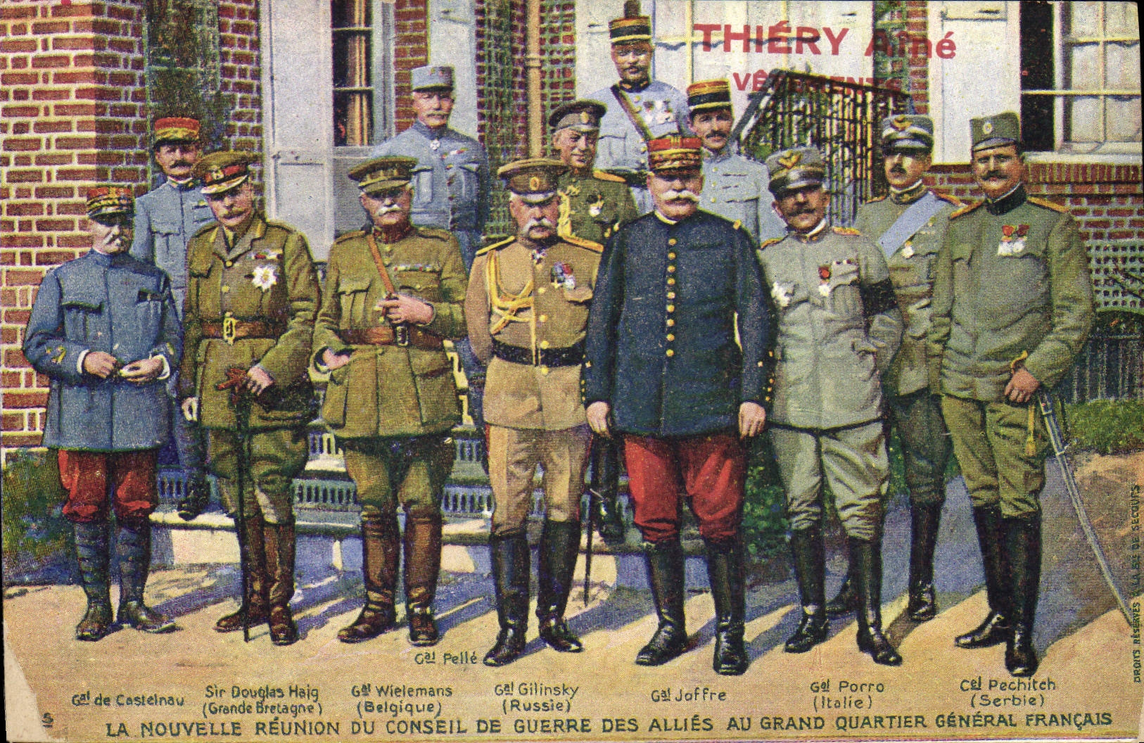 Vintage Postcard Militaria the novuelle meeting of the war council of combine at the large French general headquarter