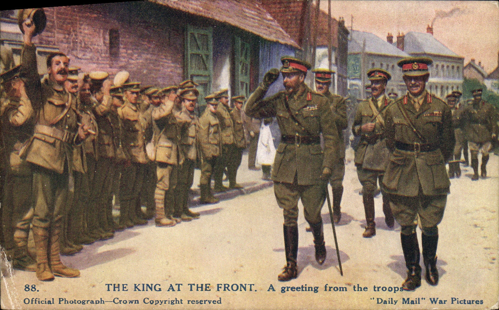 CPA Militaria The king at the front A greeting from the troops 
