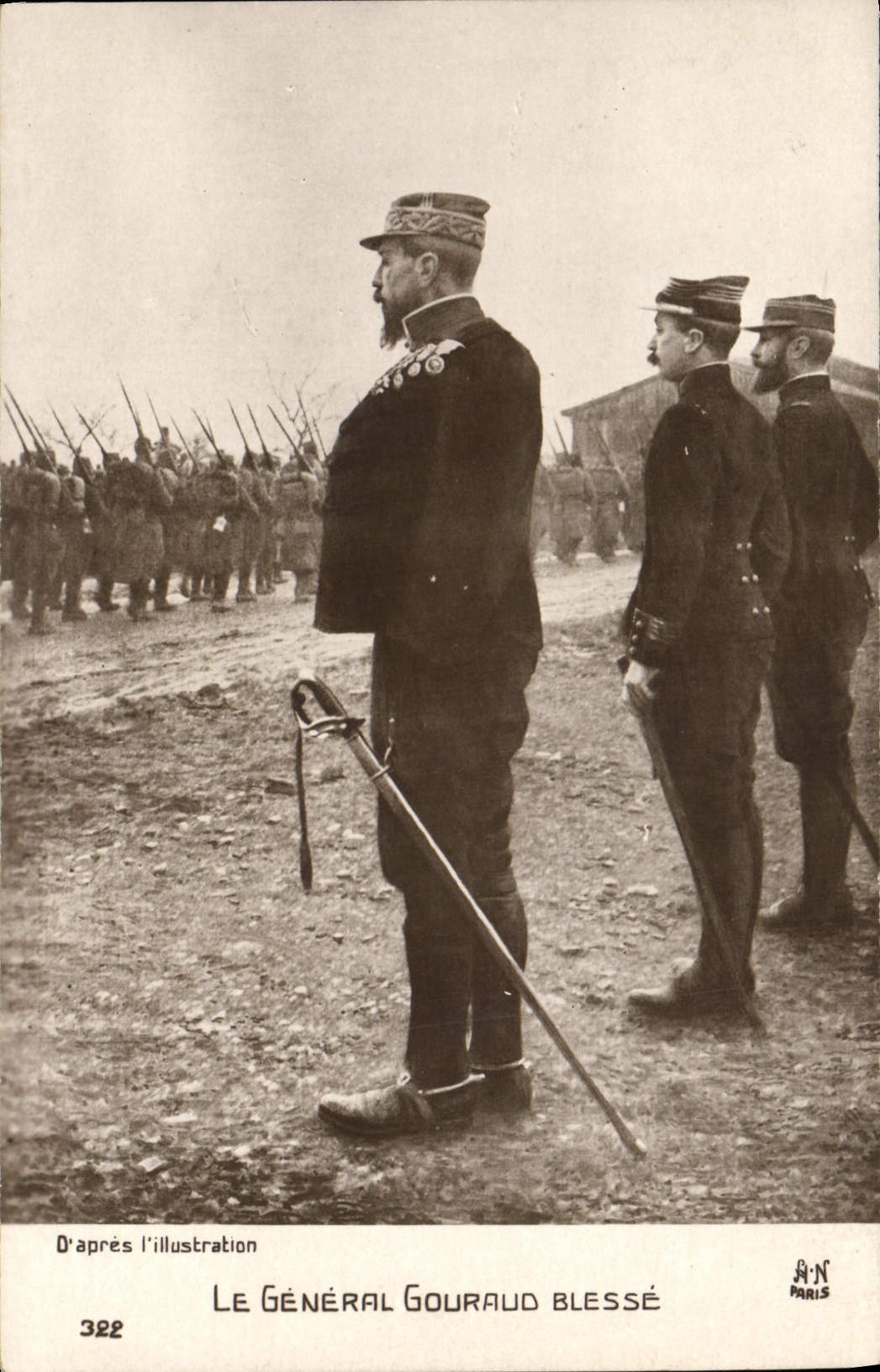 Vintage Postcard Militaria General Gouraud wounds