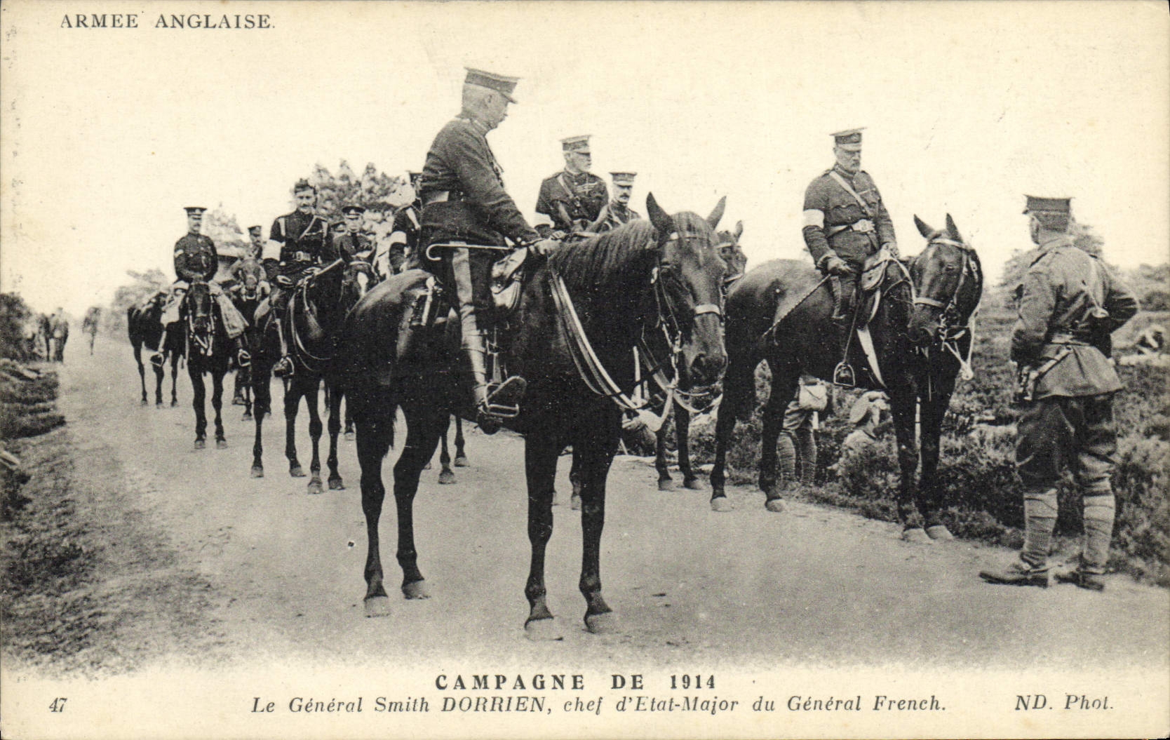 Postal Militaria Armar inglés el general Smith Dorrien Jefe de Estado Mayor General del French