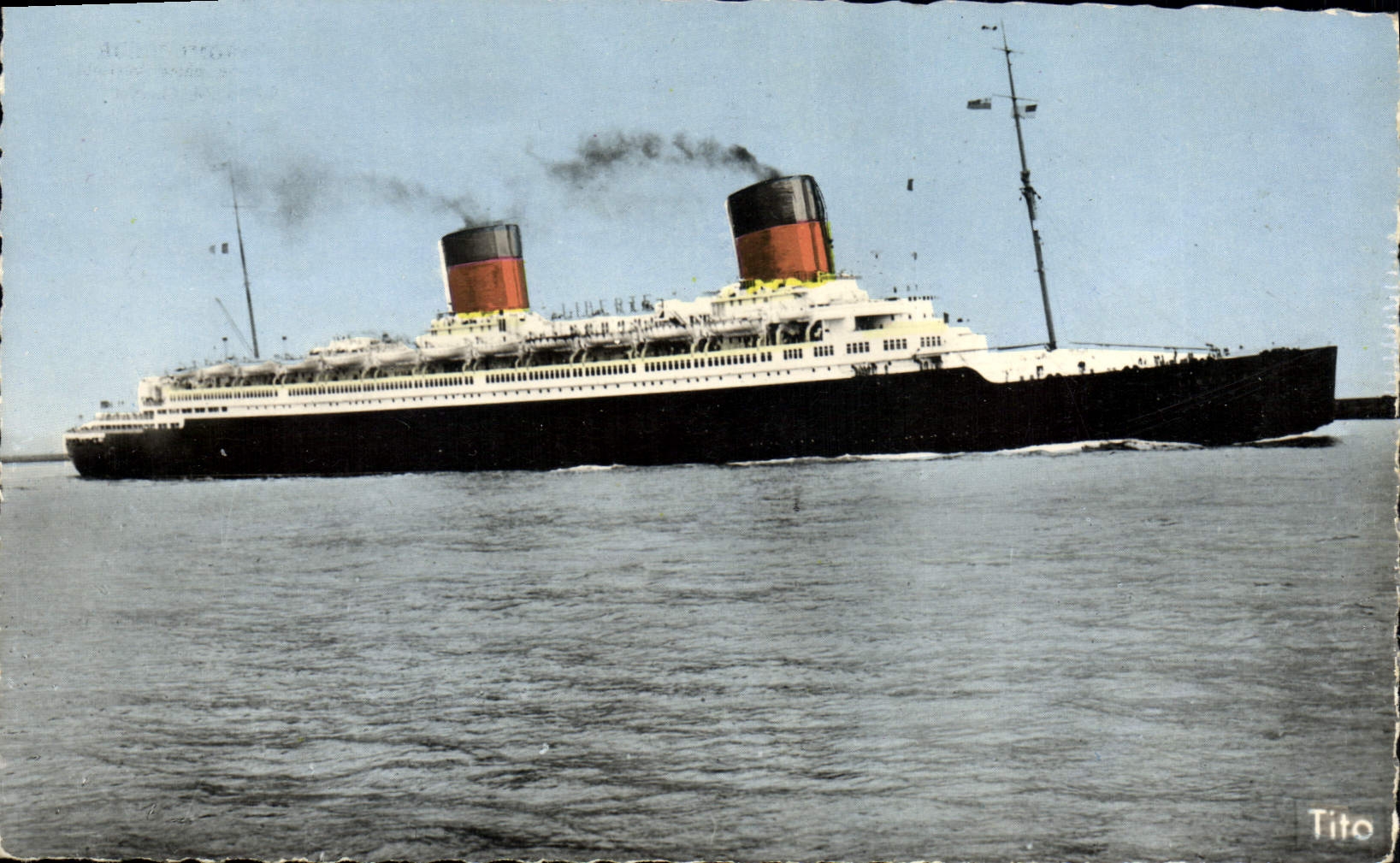 CPM Bateau Paquebot Compagnie Generale Transatlantique Ligne le Havre New York SS Liberte