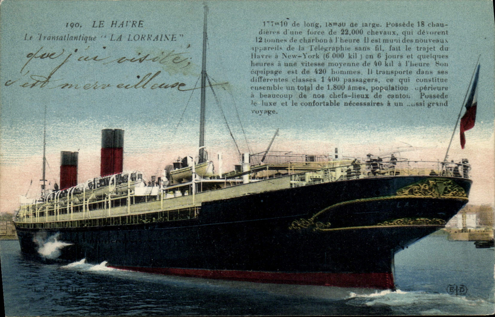 CPA Bateau Paquebot Le Havre Transatlantique La Lorraine