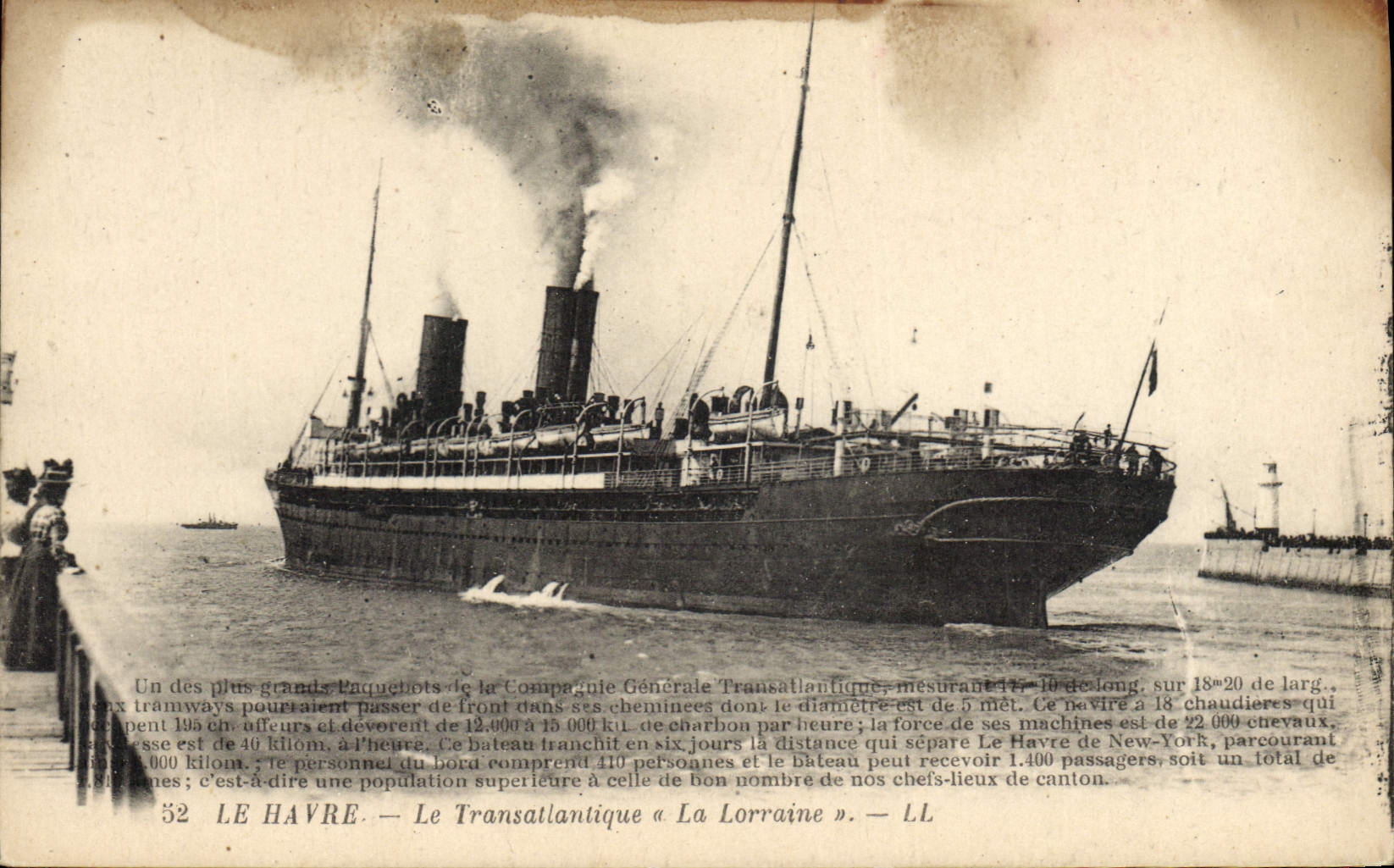 CPA Bateau Paquebot Le Havre Transatlantique La Lorraine