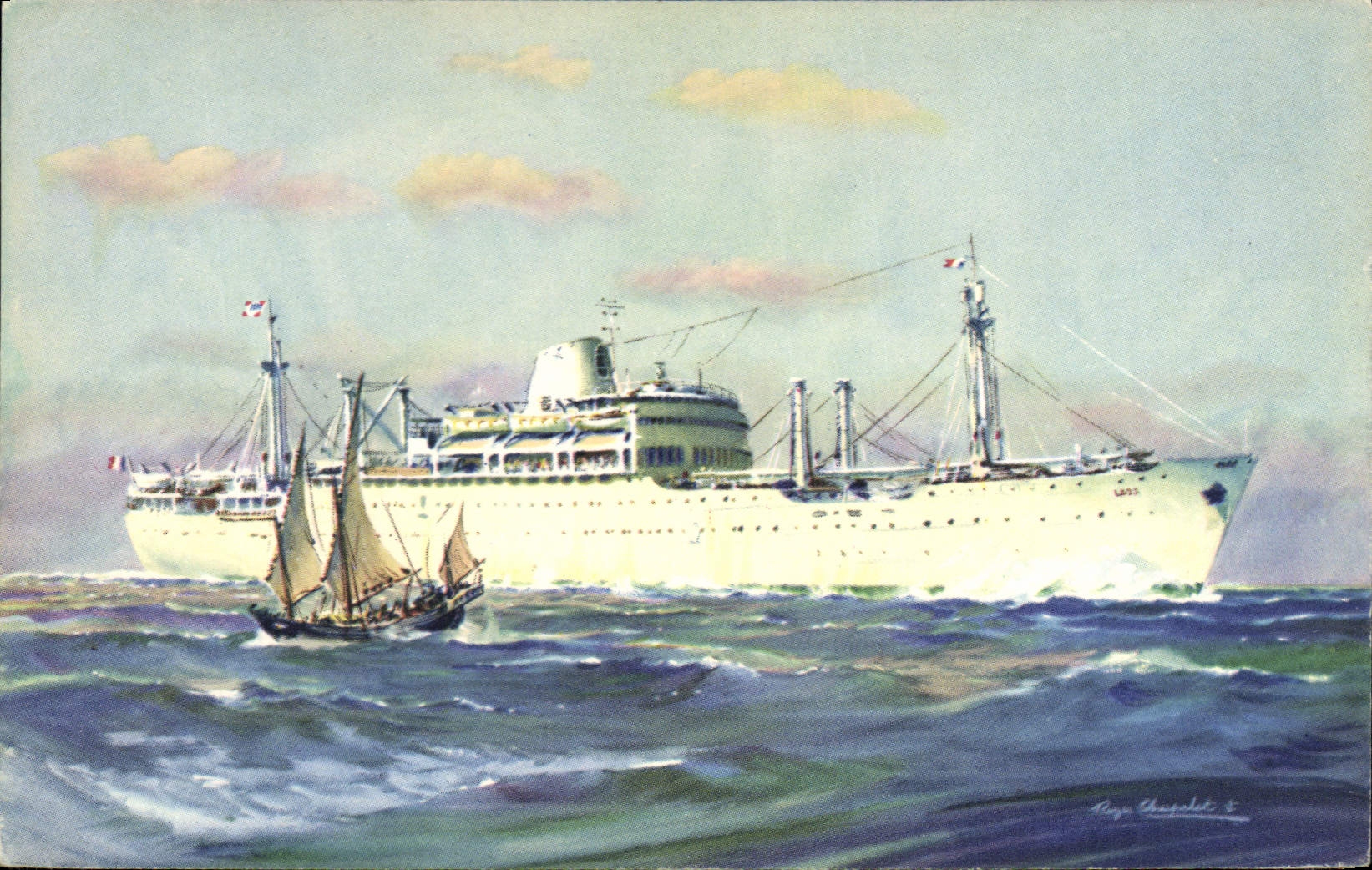 CPA Bateau Paquebot Compagnie des Messageries Maritimes Laos