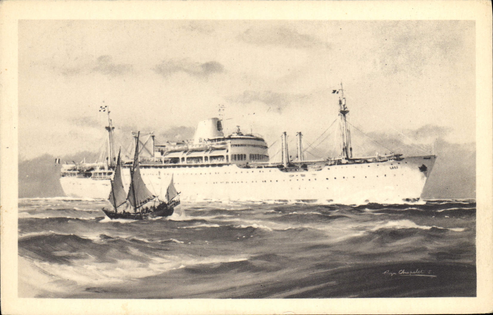 CPA Bateau Paquebot Compagnie des Messageries Maritimes Laos