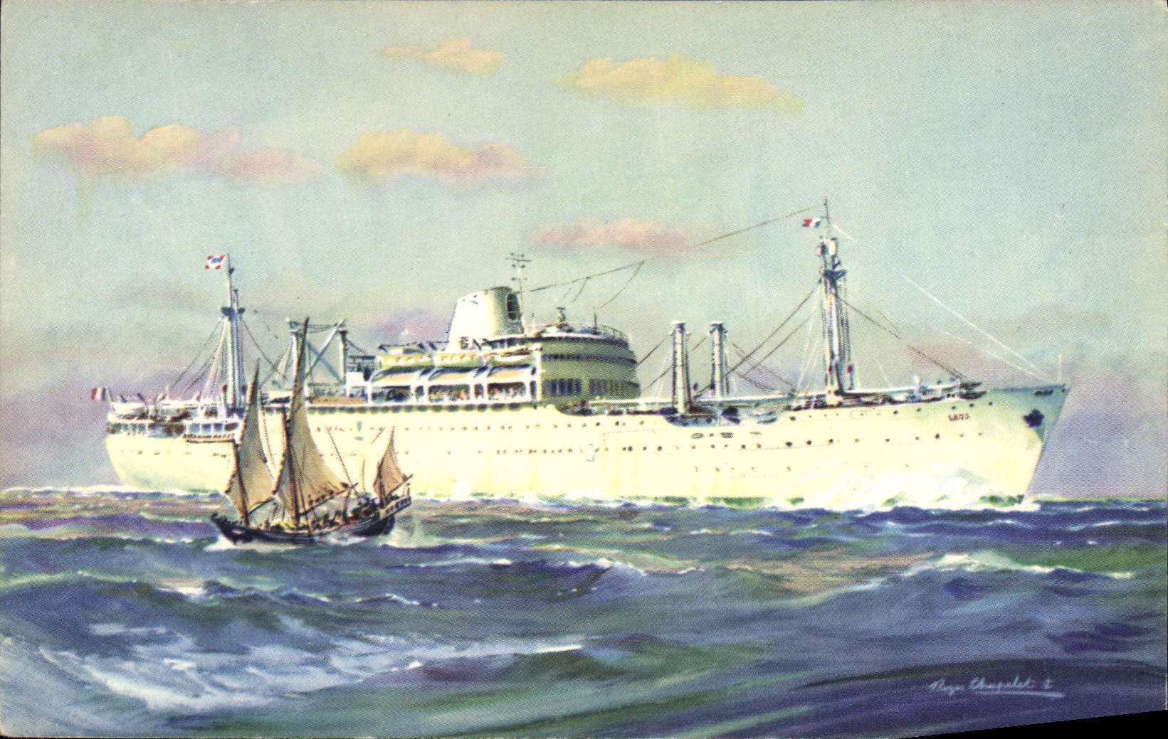 CPA Bateau Paquebot Compagnie des Messageries Maritimes Laos