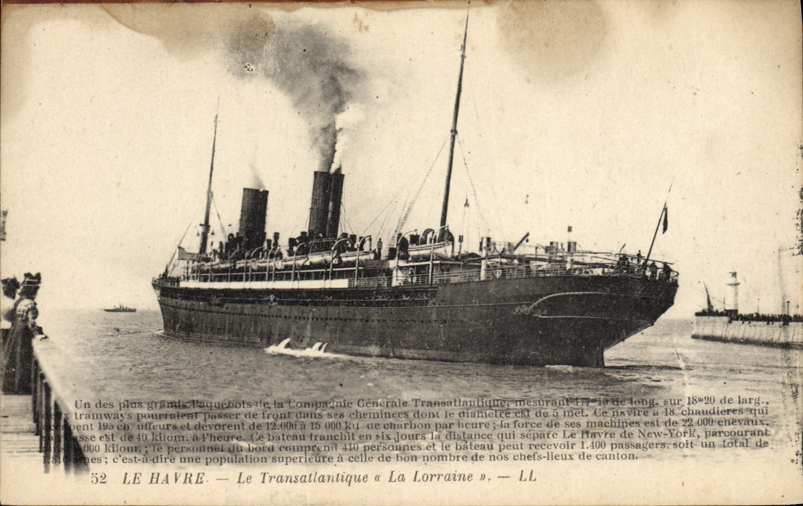 CPA Bateau Paquebot Le Havre Transatlantique La Lorraine