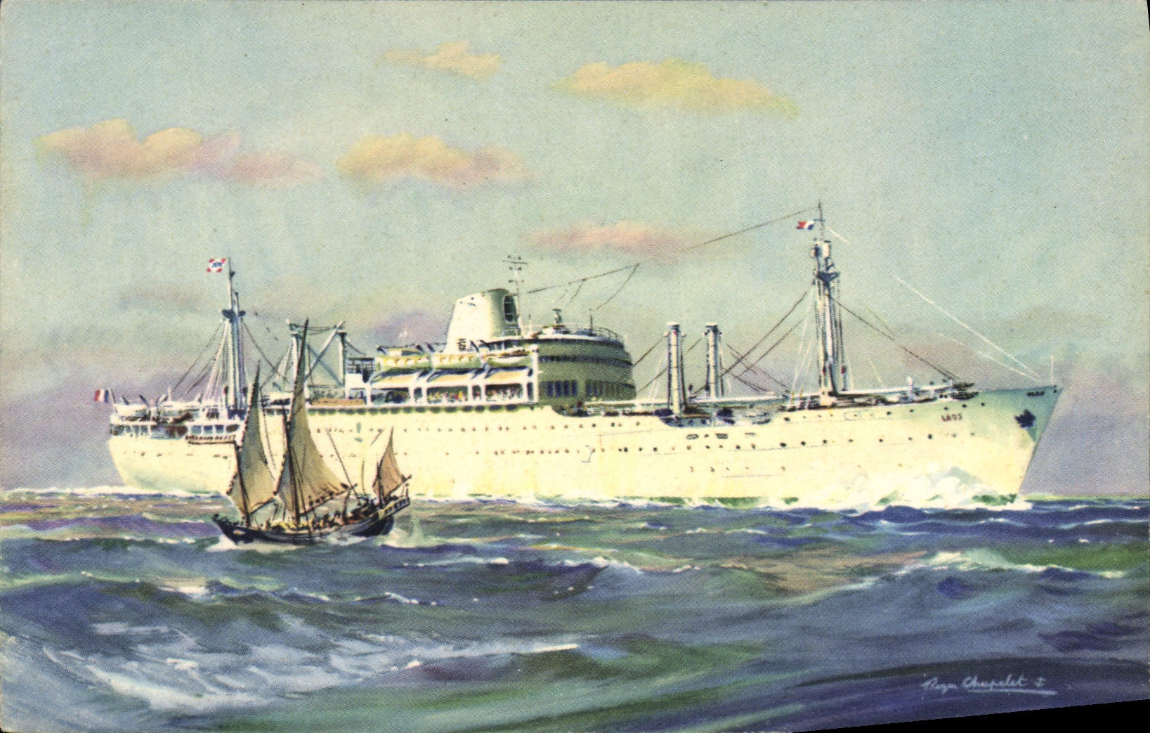 CPA Bateau Paquebot Compagnie des Messageries Maritimes Laos