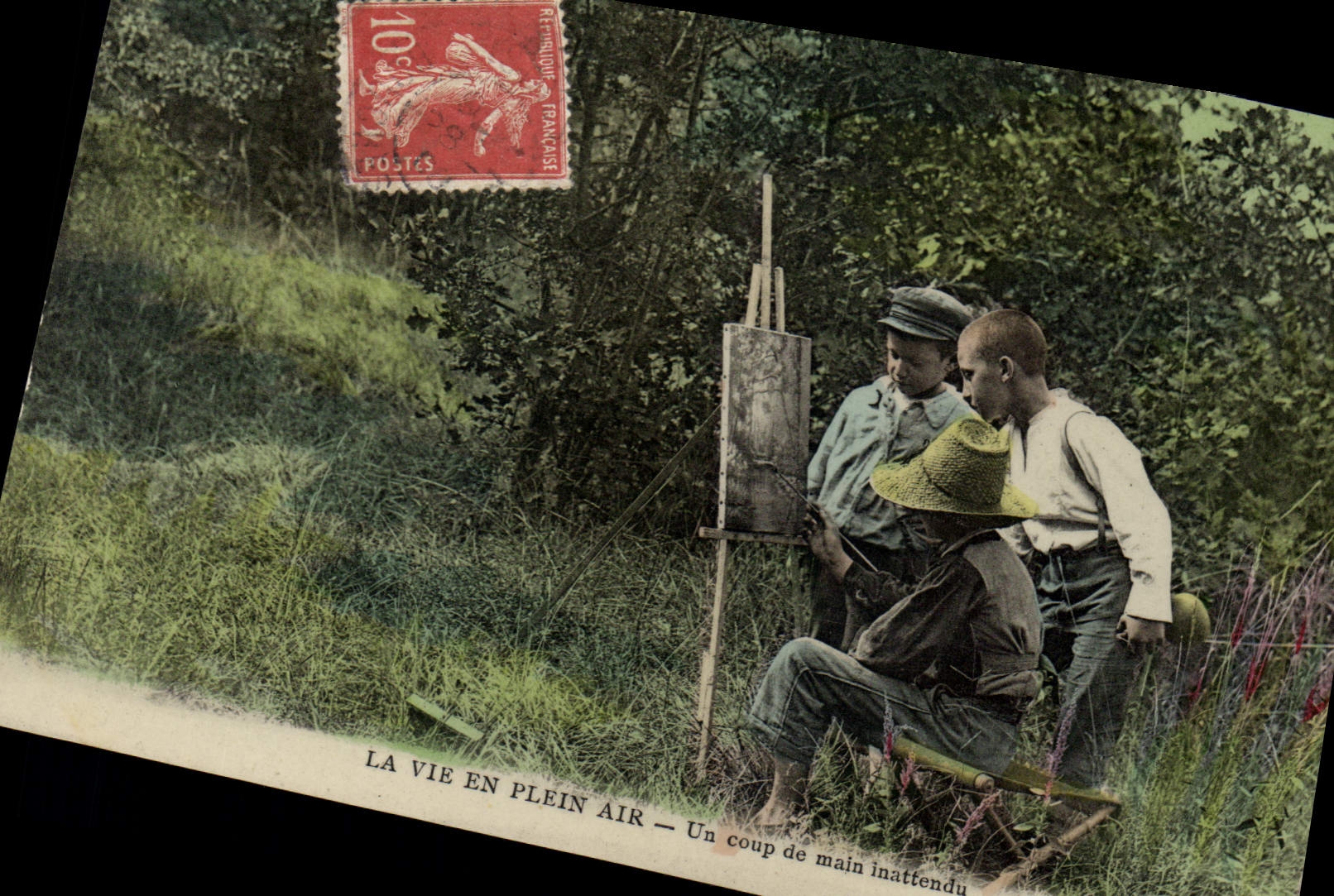 CPA Peintre La vie en plein air Un coup de main inattendu Enfants