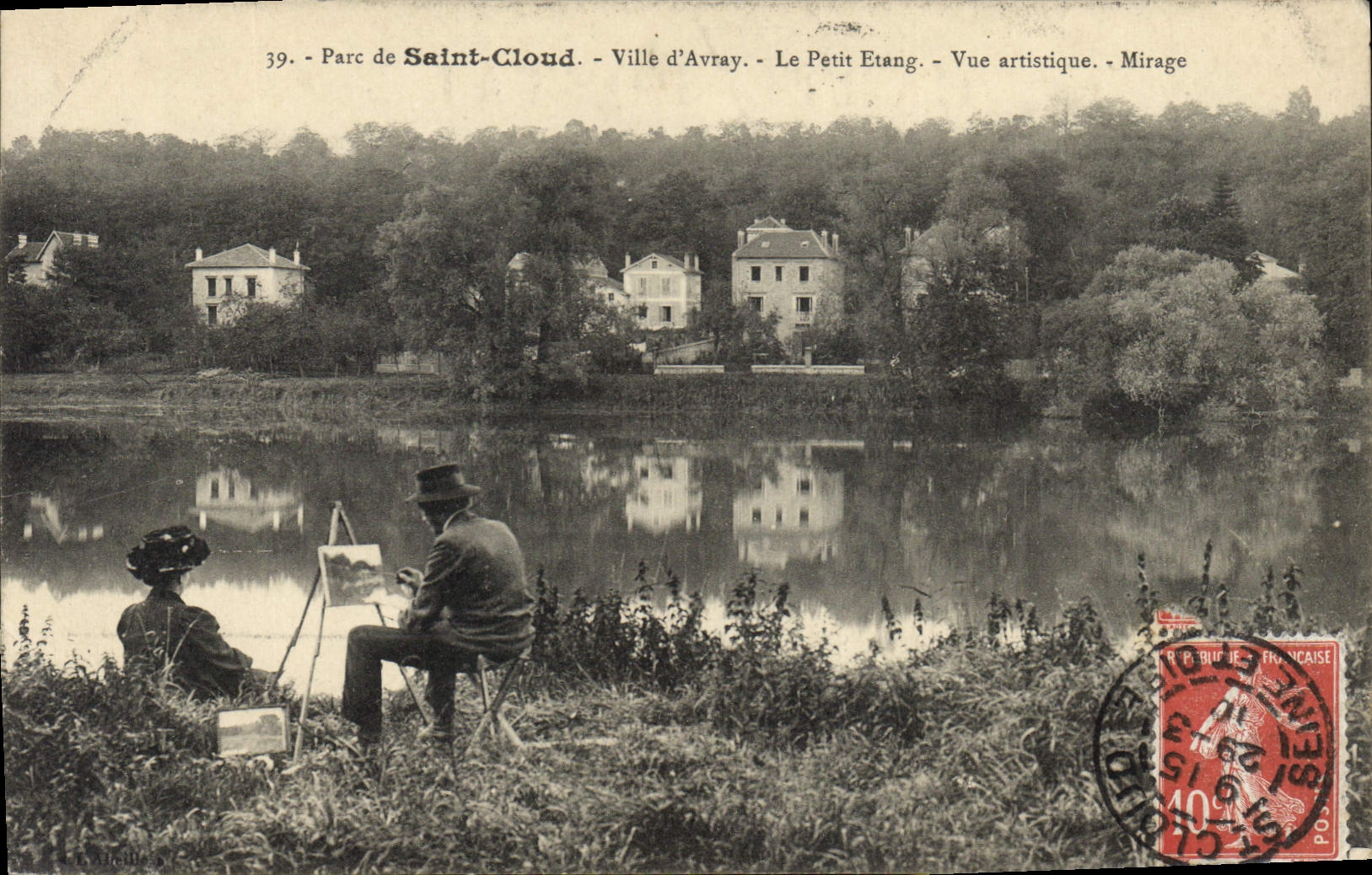 CPA Peintre Parc de Saint Cloud Ville d'Avray Le petit etang Mirage