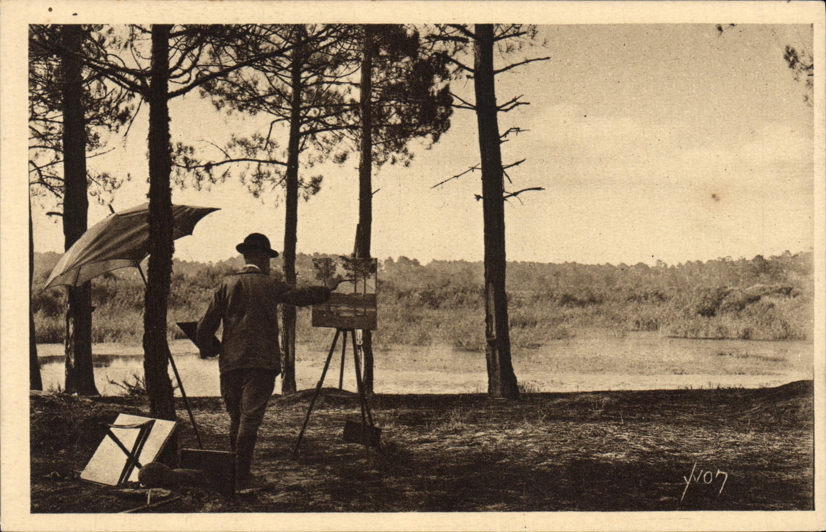 CPA Peintre Les Landes de Gascogne 