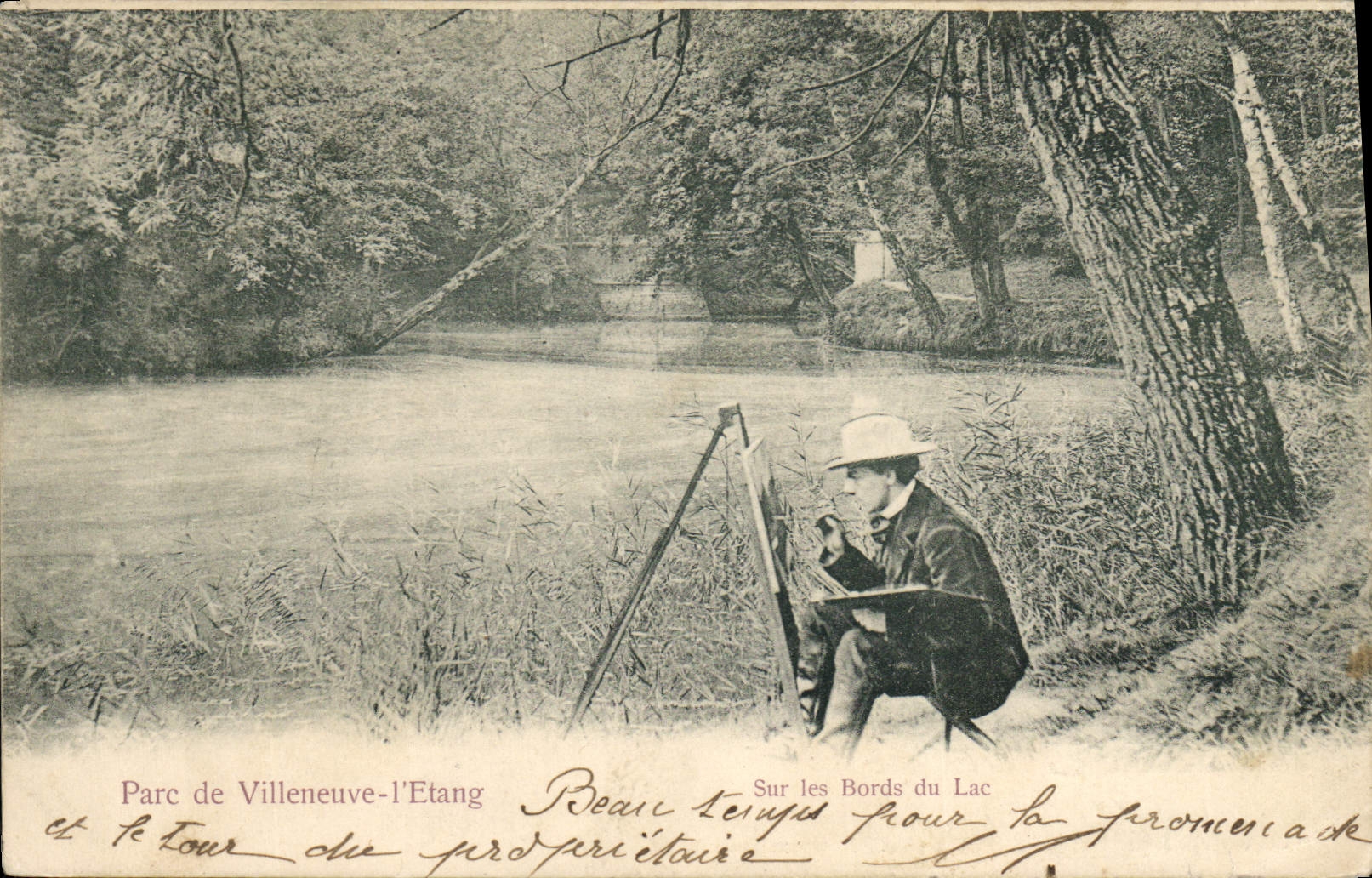 CPA Peintre Parc de Villeneuve l'Etang Sur les bords du lac