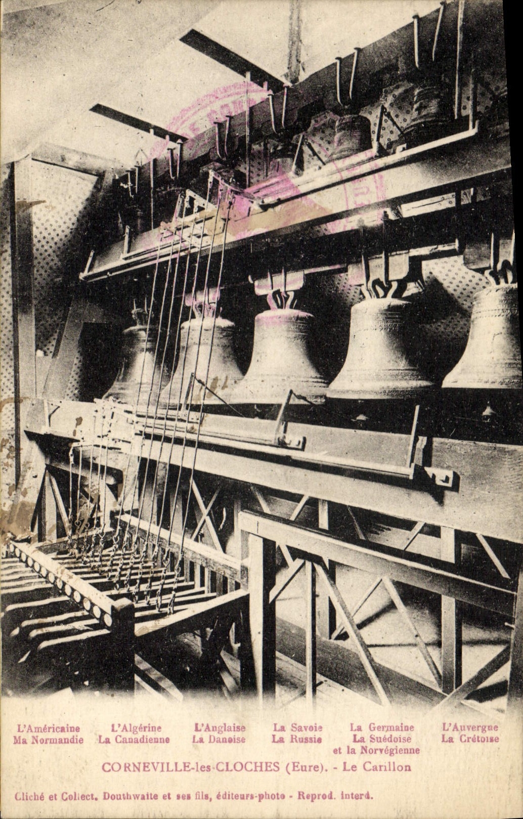 Postal Campana Corneville las Campanas el carillón