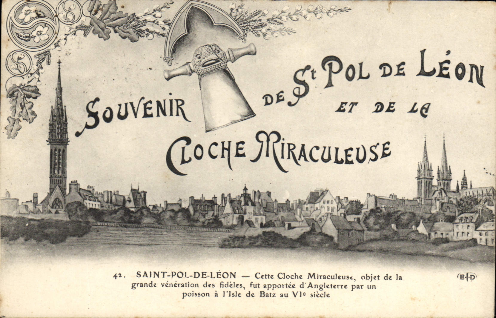 Vintage Postcard Bell St pol. of Leon and the miraculous bell