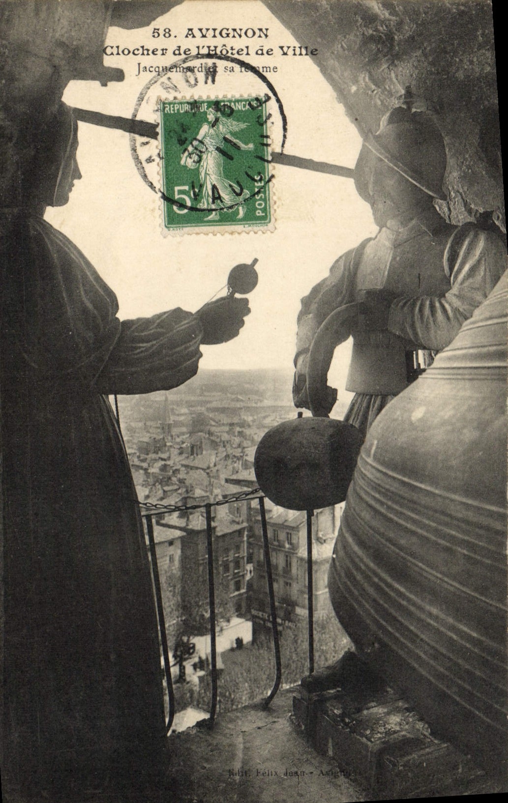 Vintage Postcard Bell Avignon Bell-tower of the town hall