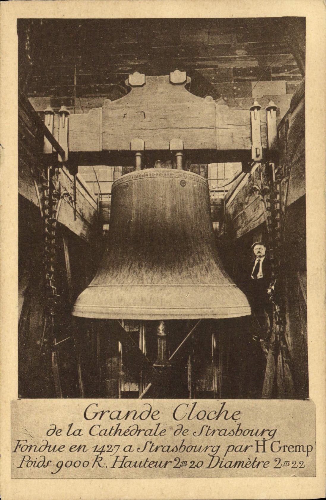 Vintage Postcard Large Bell of the cathedral of Strasbourg