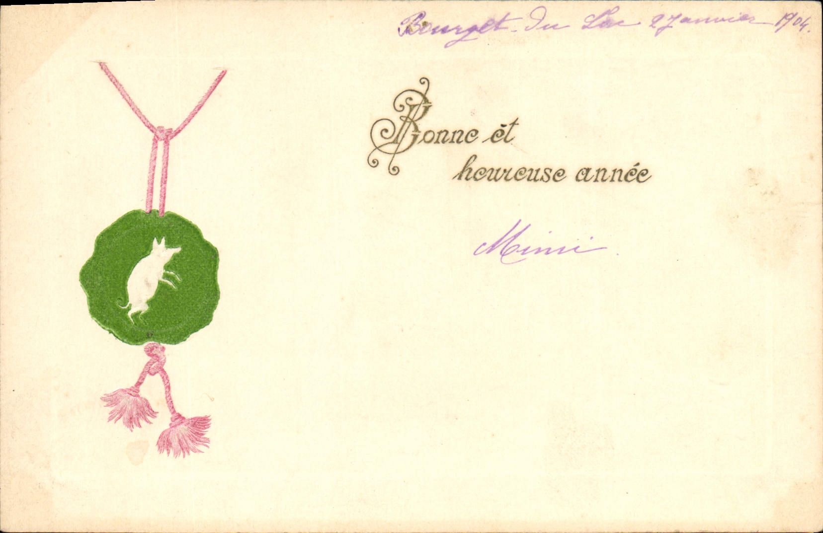 Vintage Postcard Fantasy Pig