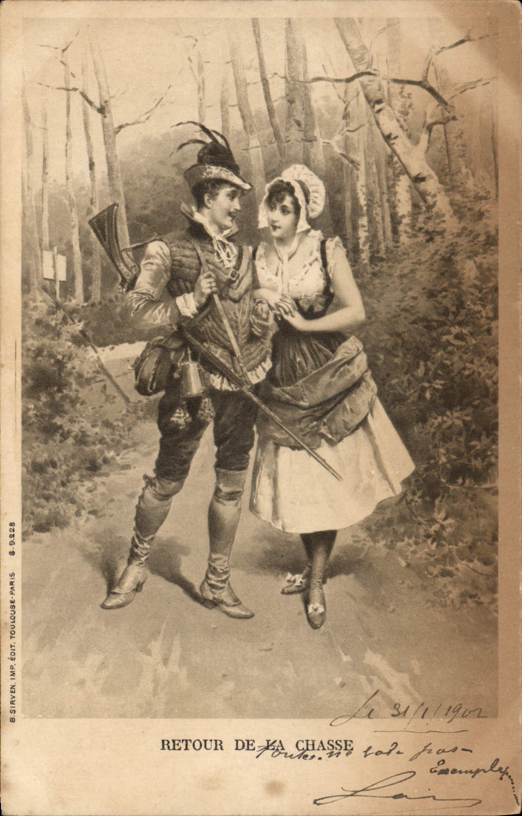 CPA Chasse Femme Chasseur