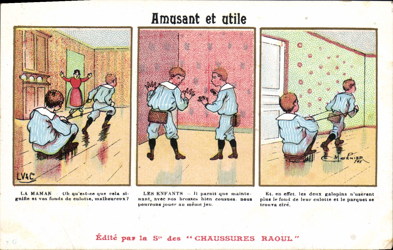 Vintage Postcard Fantasy Illustrator Amusing and useful Children Shoes Raoul Paris