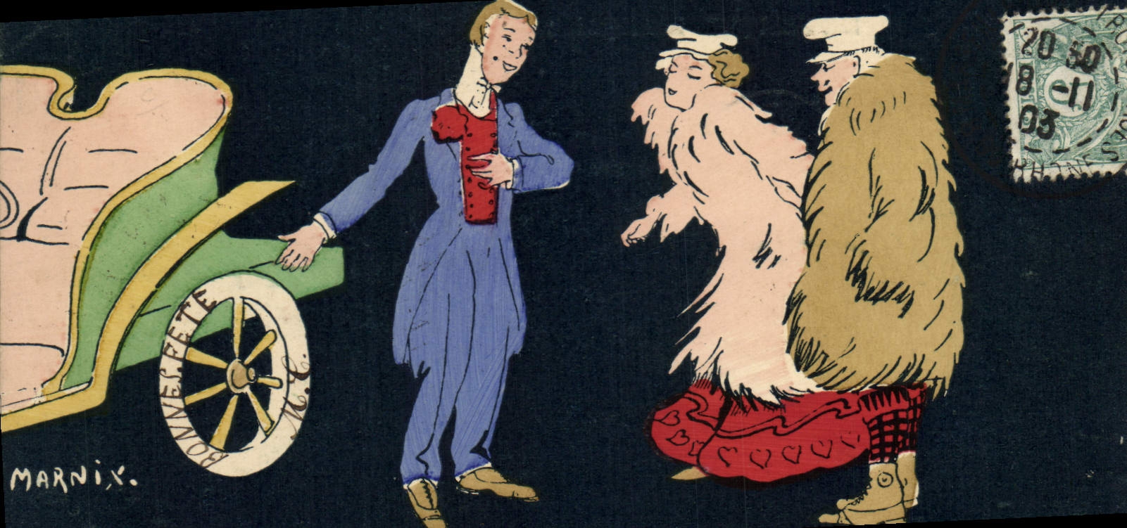 Vintage Postcard Fantasy Illustrator the Automobile Marnix sale