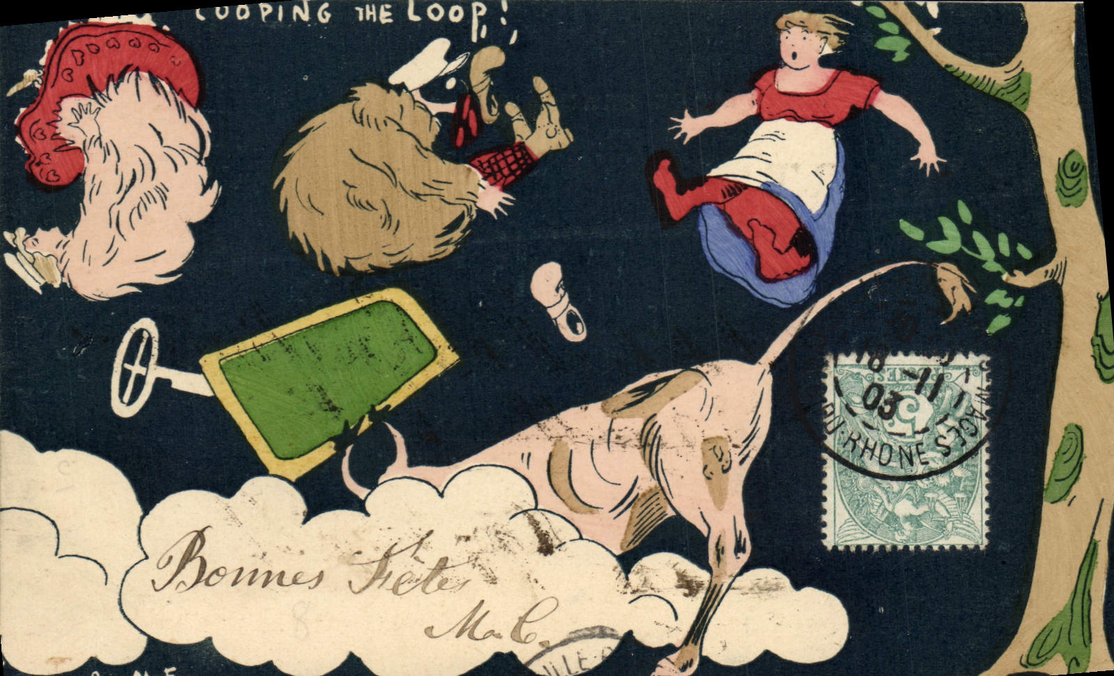 Vintage Postcard Fantasy Illustrator Loop the Automobile Marnix loop