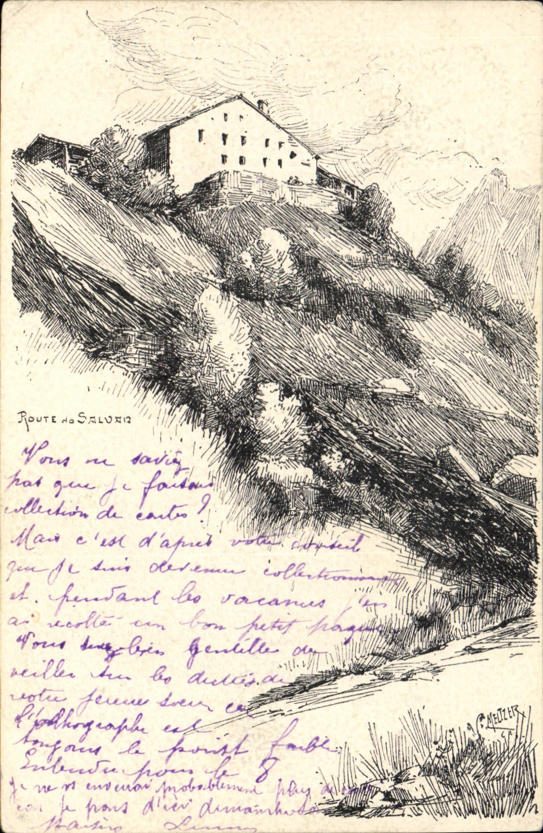 Vintage Postcard Fantasy Illustrator Road of Salvair