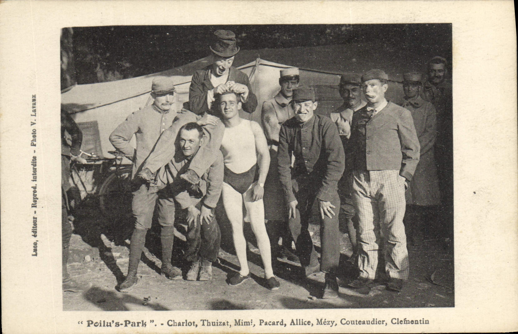 CPA Poilu's park Charlot Thuizat Mimi Pacard Allice Mezy Couteaudier Clementin 