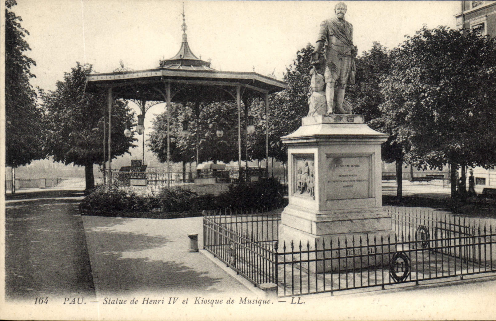 Vintage Postcard Pau Rules of Henri IV and Kiosk of music