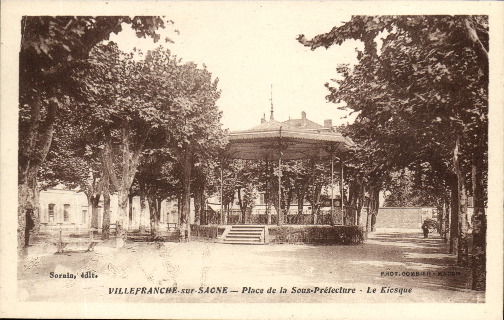 Vintage Postcard Kiosque Places Under Prefecture Villefranche on the Saone