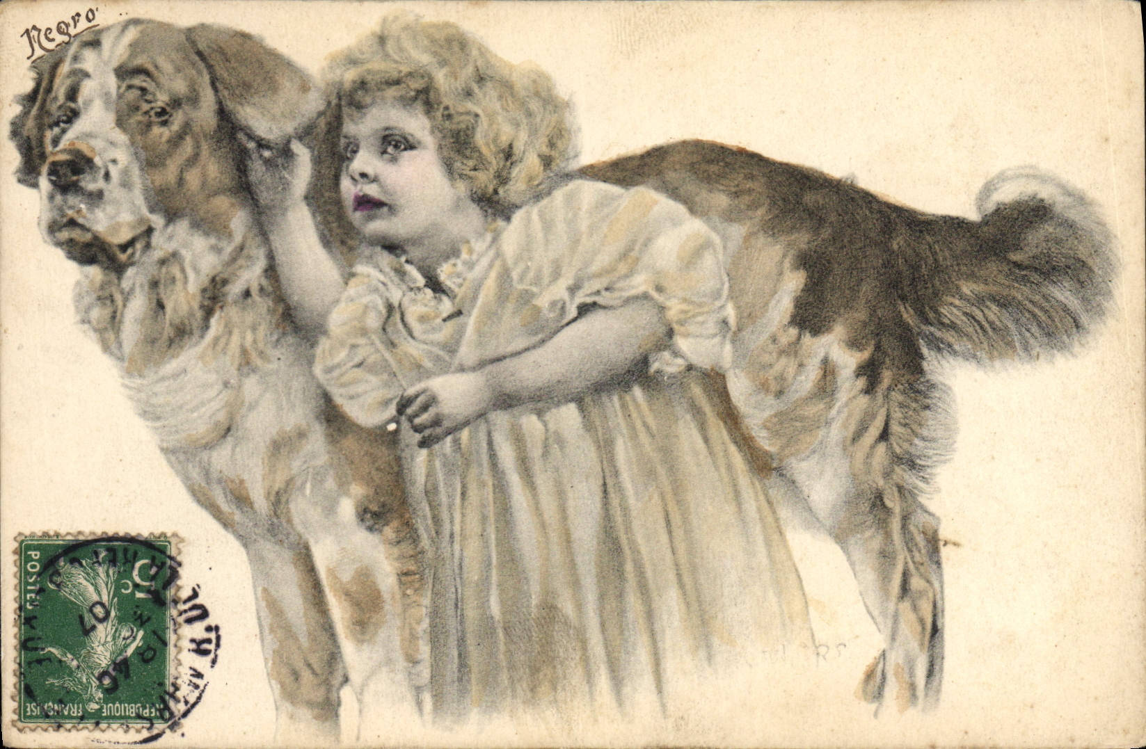 CPA Chien Chiens Enfant 