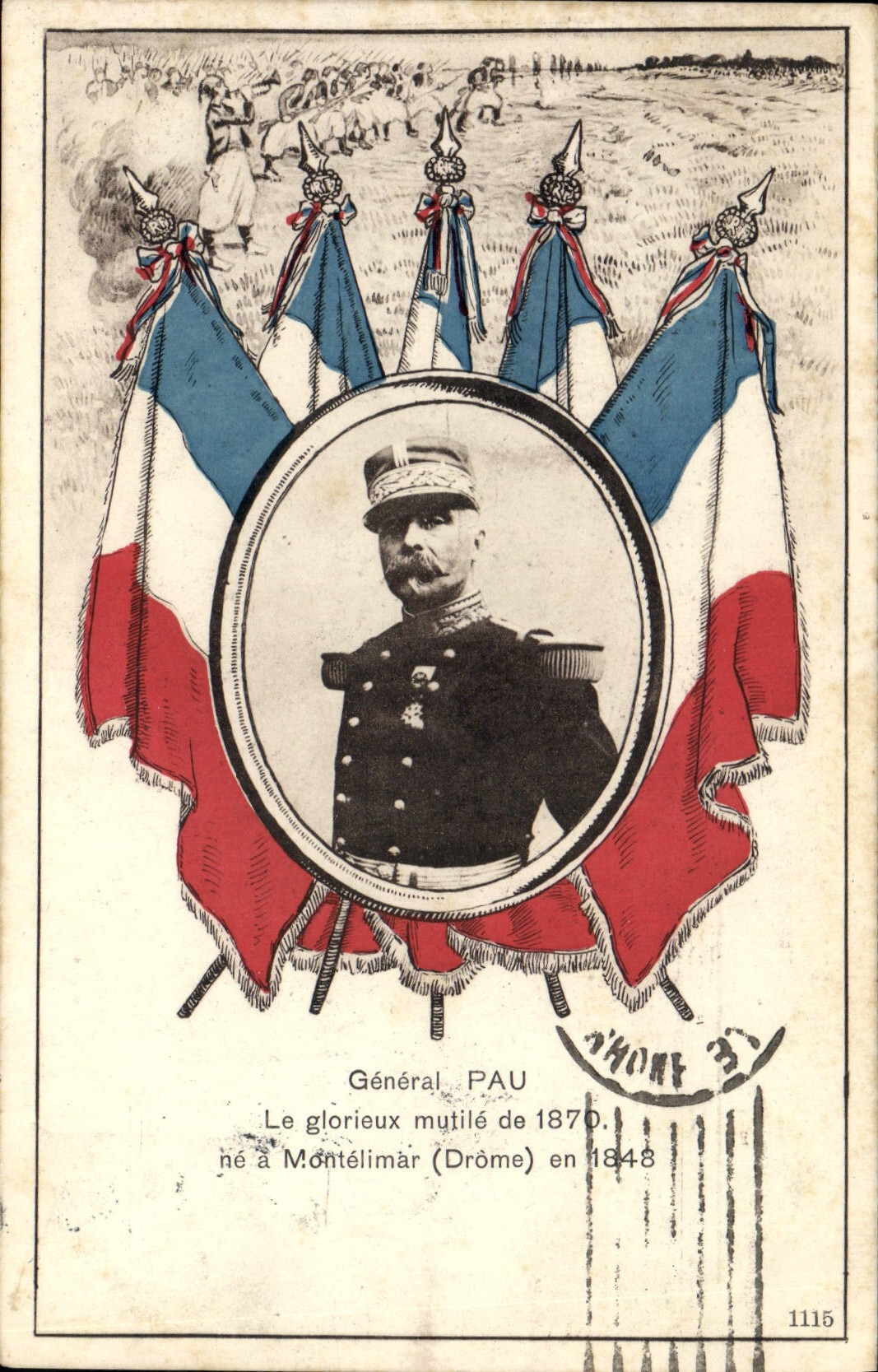 Vintage Postcard Militaria General Pau the glorious one mutilates of 1870 does not have Montelimar