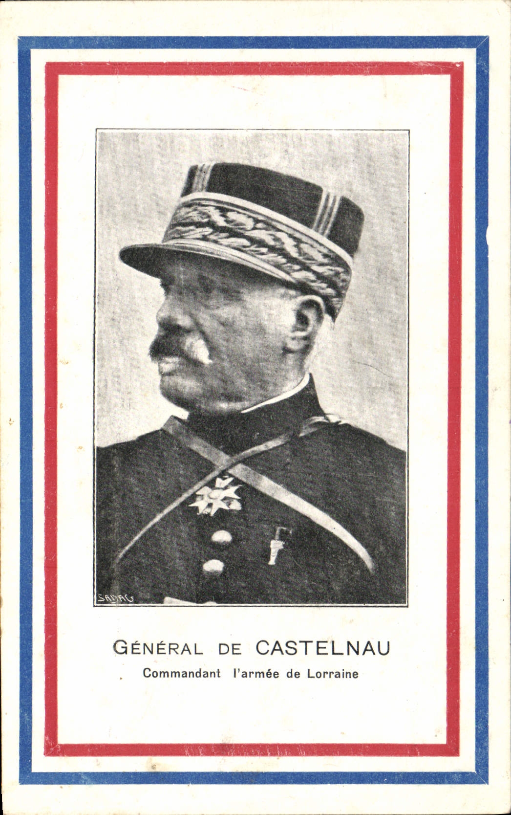 Postal Militaria General de Castelnau Controlar el armada de Lorena