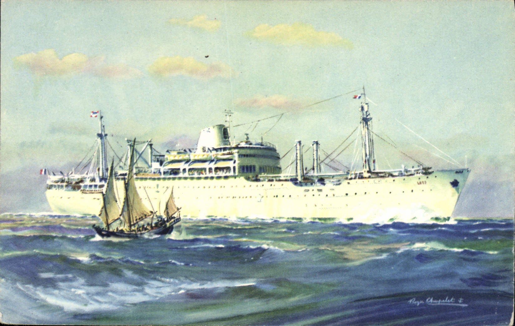 CPA Bateau Paquebot Compagnie des Messageries Maritimes Laos